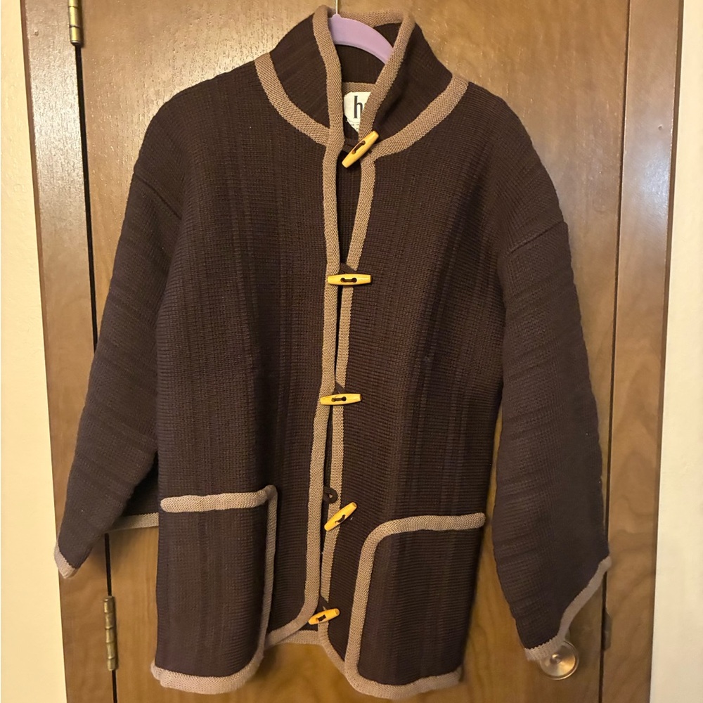Vintage hark Brown Knit Toggle Cardigan wool